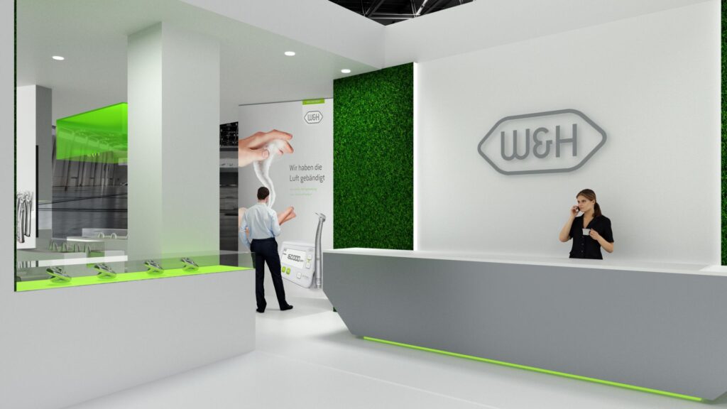 Blick auf den Messestand von W&H